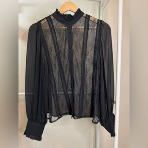 Zara Black Sheer Lace Blouse